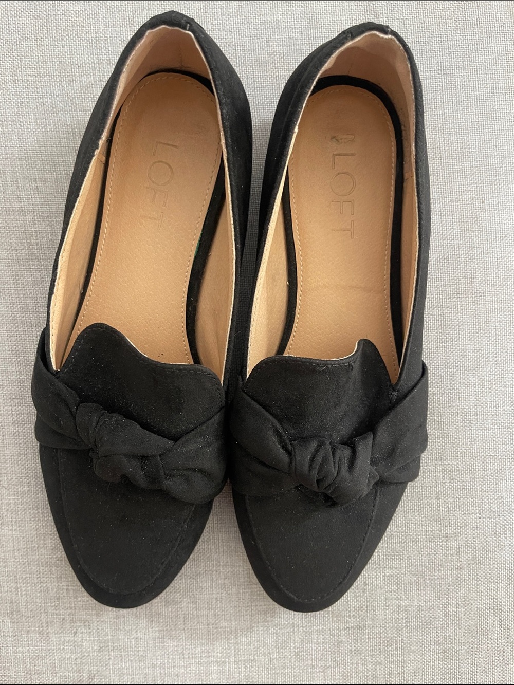 LOFT Black Knot-Detail Suede Flats Size 7.5